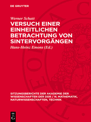 cover image of Versuch einer einheitlichen Betrachtung von Sintervorgängen